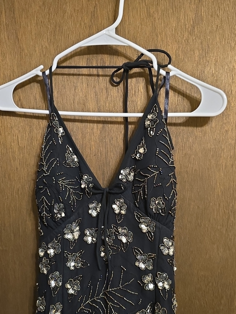 Cache Black Asymmetrical Floral Embellished Maxi Dress - Picture 2 of 7